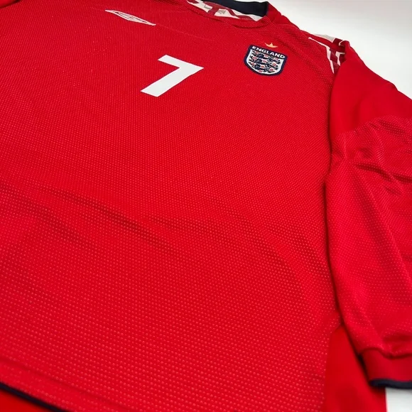 Beckham #7 England 2004/2005 Away ORIGINAL Umbro Long Sleeve Soccer Jersey (L)
